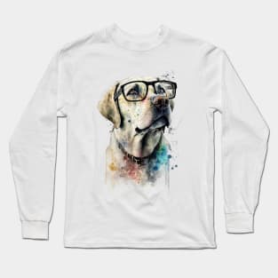 Pet Dog Portrait, Dog Owner Gift Idea, Cute Golden Lab Watercolor Dog Portrait Long Sleeve T-Shirt